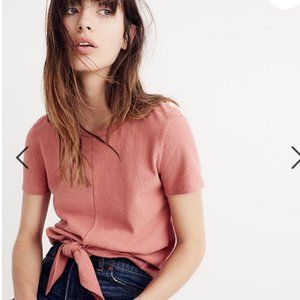 Madewell Texture & Thread Tie Front Top Mauve Pink